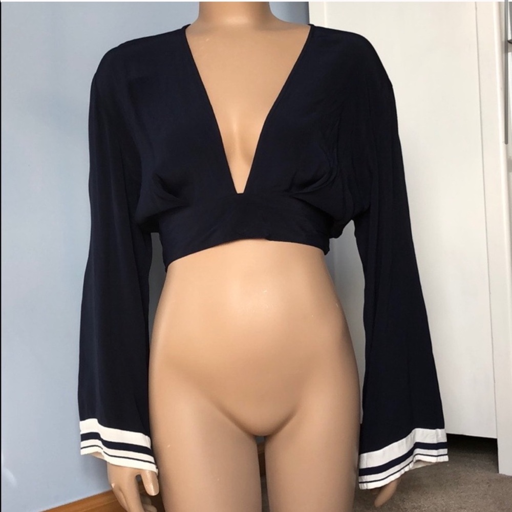 Faithfull the Brand Bell Sleeved Crop Top NWT